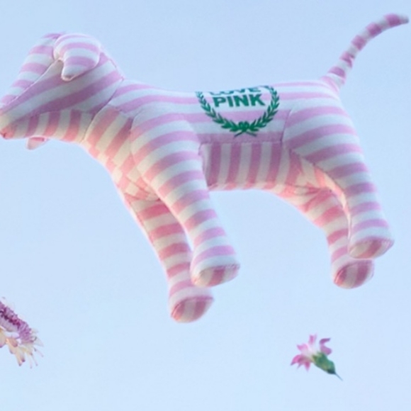 PINK VICTORIAS SECRET ORIGINALS MINI DOG 2023 8" PINK STRIPED COLLECTABLE NEW PK - Picture 2 of 6